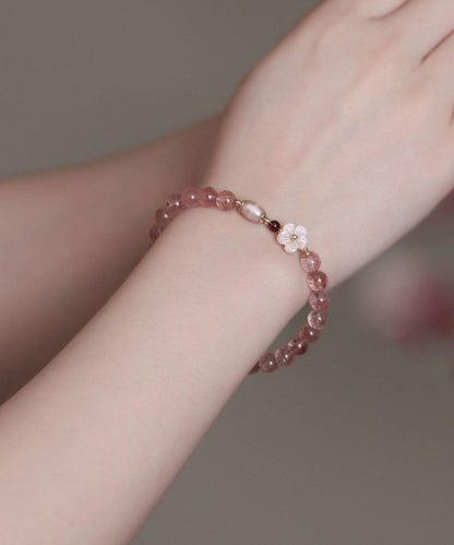 Fine Pink Alloy Crystal Chain Bracelet