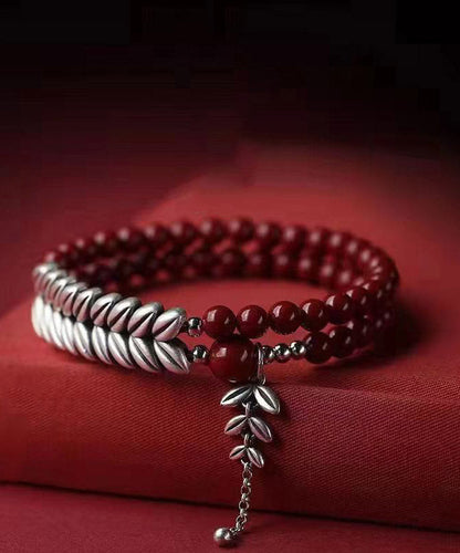 Fine Red Sterling Silver Ear of Wheat Tassel Charm Bracelet