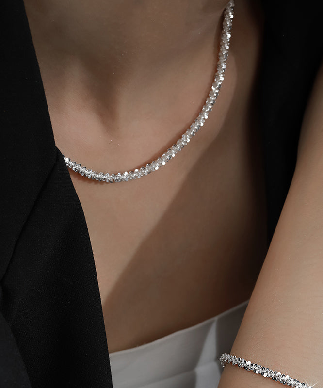 Fine Silk Sterling Silver Broken Silver Gypsophila Necklace Et001