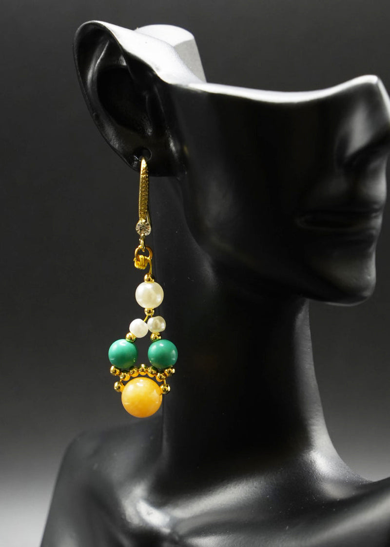 Fine Yellow Amber Chinese Style Drop Earrings