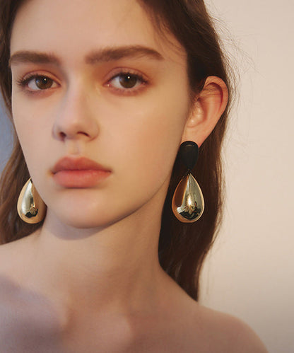 Glossy Gold Waterdrop Dangle Metal Drop Earrings