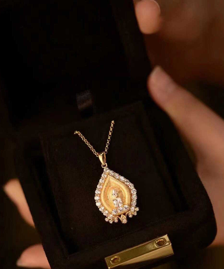 Gold Sterling Silver Overgild Zircon Pendant Necklace Qi059