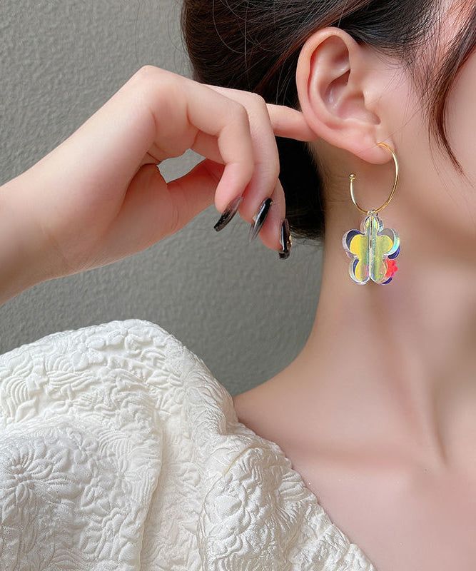 Gradient Color Rainbow Acrylic Hoop Earrings