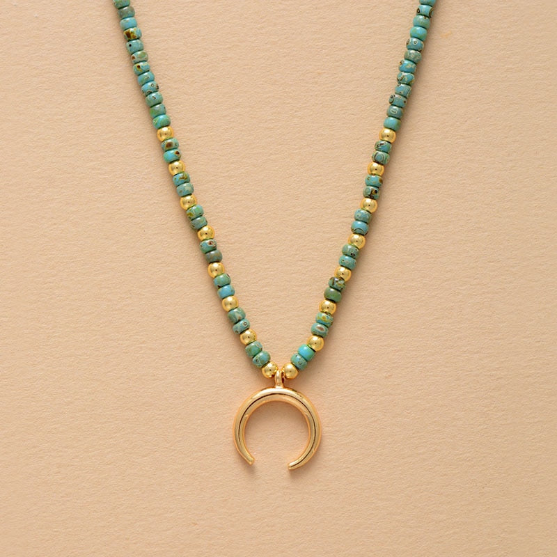 Seed Bead Pendant Choker Necklace