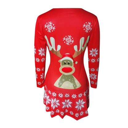 - Ugly Christmas Sweater - Casual Jumper with Reindeer Print