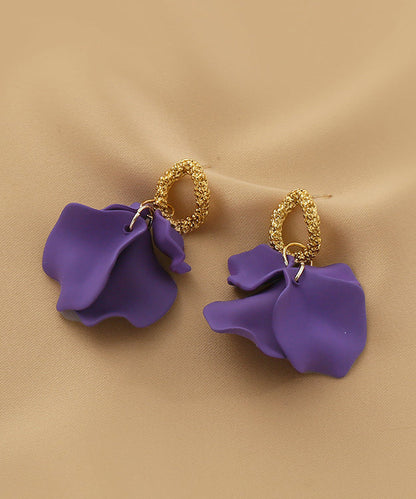 Handmade Purple Alloy Acrylic Hoop Earrings
