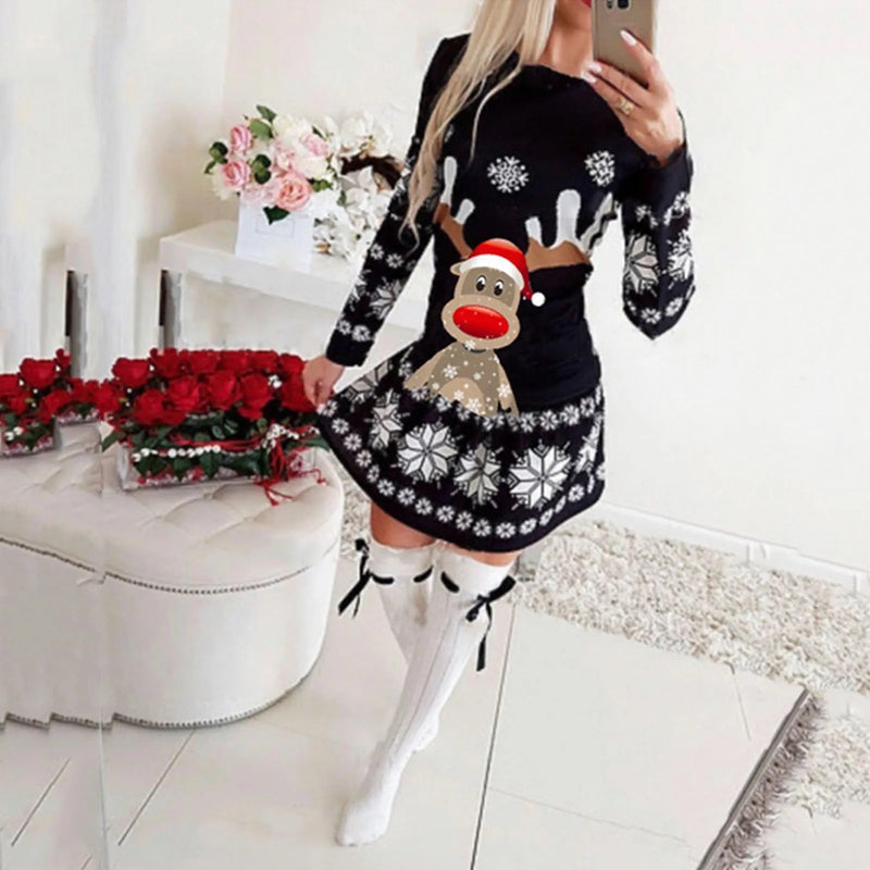 - Ugly Christmas Sweater - Casual Jumper with Reindeer Print
