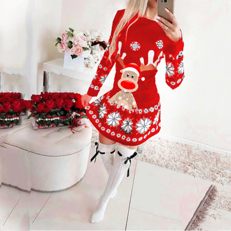 - Ugly Christmas Sweater - Casual Jumper with Reindeer Print
