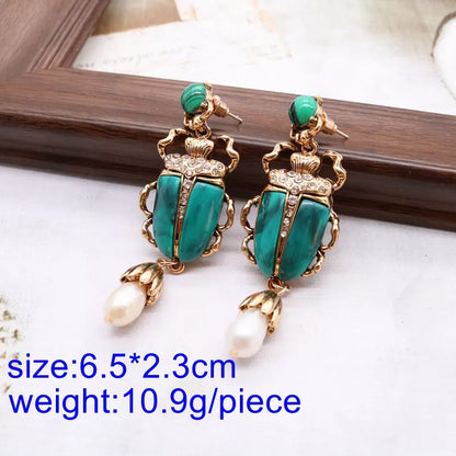 Marble Green Beetle and Ring Set