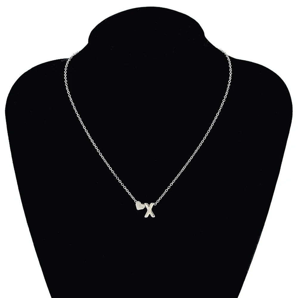 Dainty Heart Initial Necklace