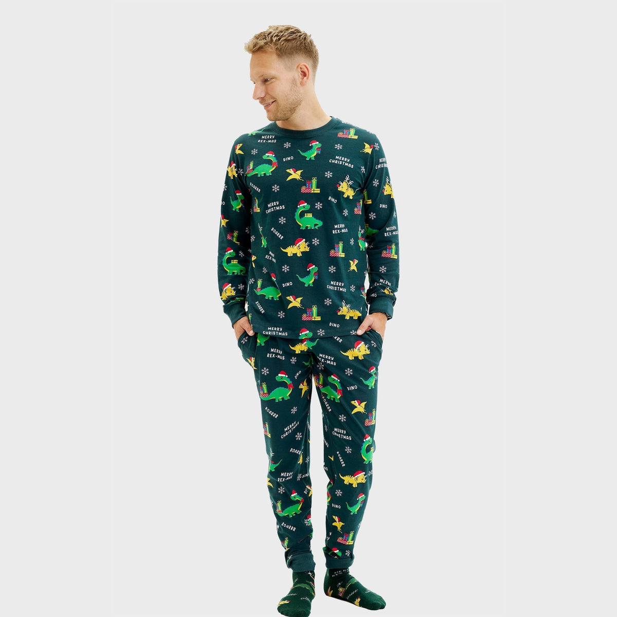 Dino Christmas Pajamas Men's