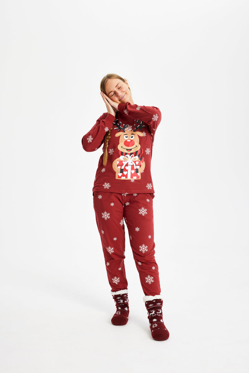 Rudolf's Sweet Christmas Pajamas Red Women's
