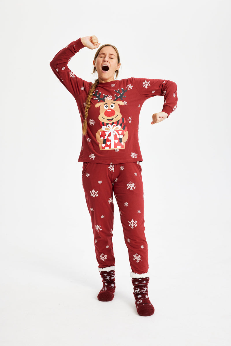 Rudolf's Sweet Christmas Pajamas Red Women's