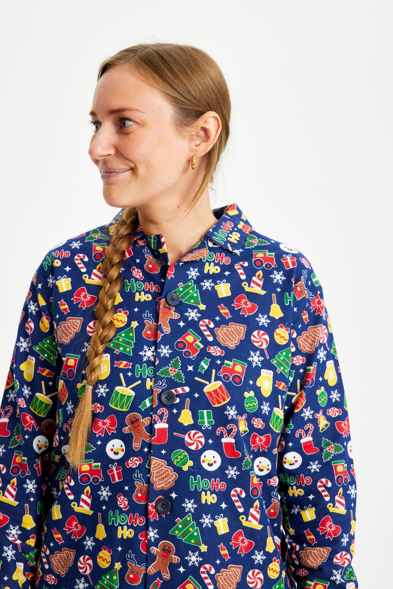 Crazy Christmas Pajamas Flannel Blue Women's