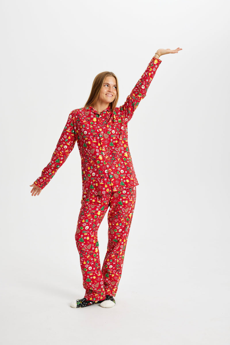 Crazy Christmas Pajamas Flannel Red Women's