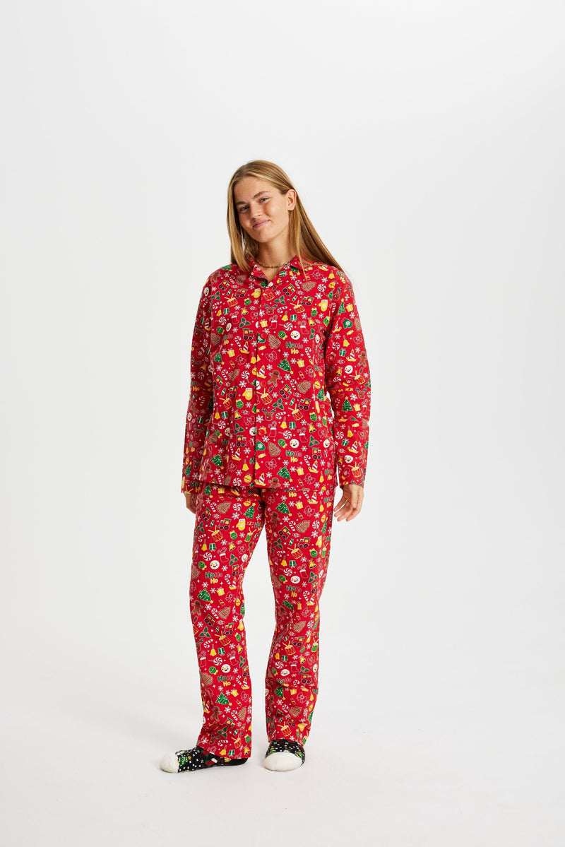 Crazy Christmas Pajamas Flannel Red Women's