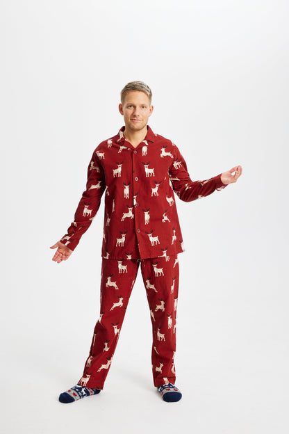 Reindeer Christmas Pajamas Flannel Men's