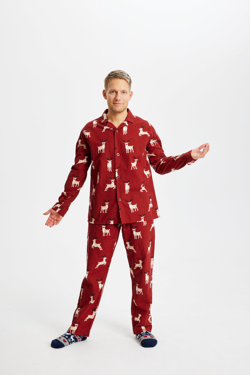 Reindeer Christmas Pajamas Flannel Men's