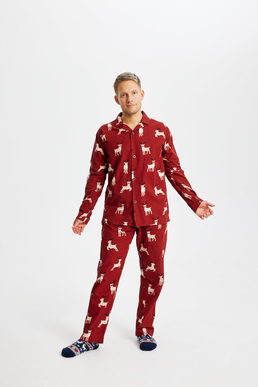 Reindeer Christmas Pajamas Flannel Men's