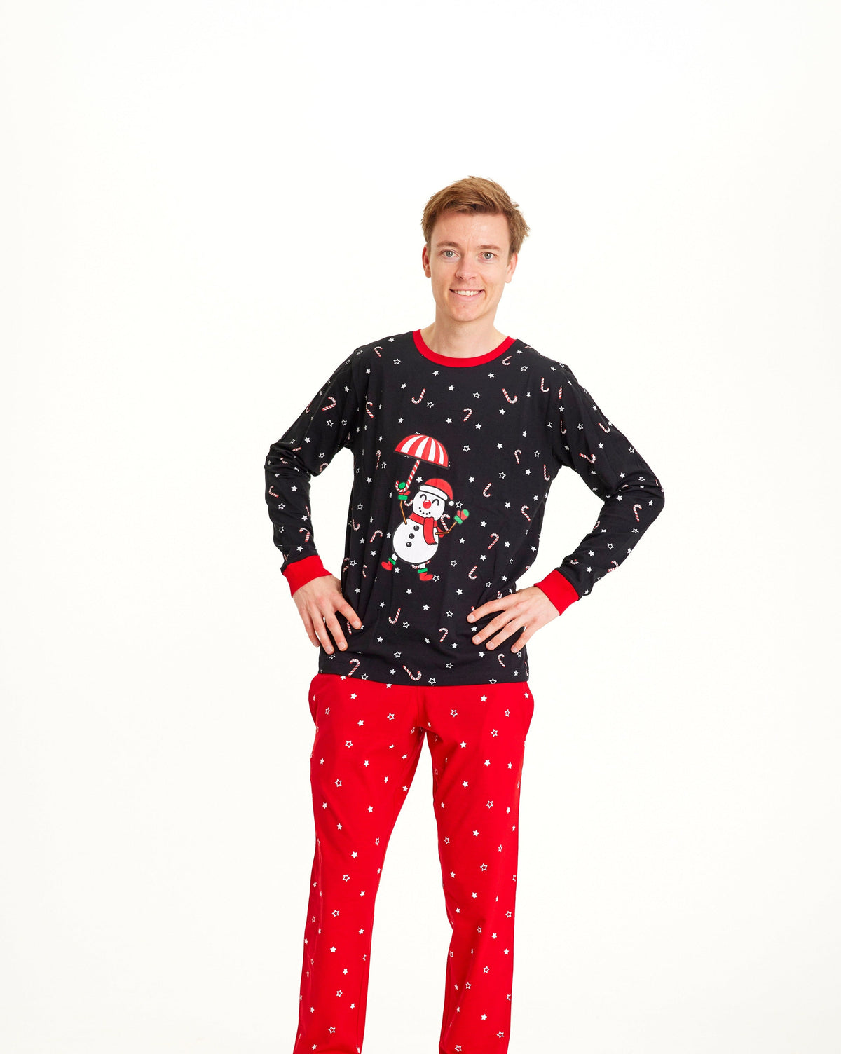 Flying Snowman Christmas Pajamas Men's