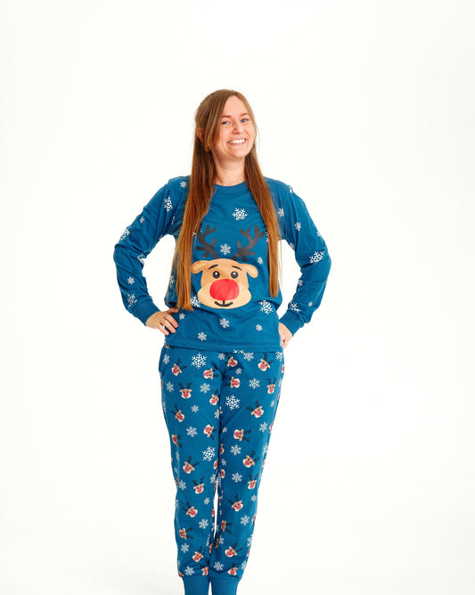 Rudolph's Christmas Pajamas Blue Women's