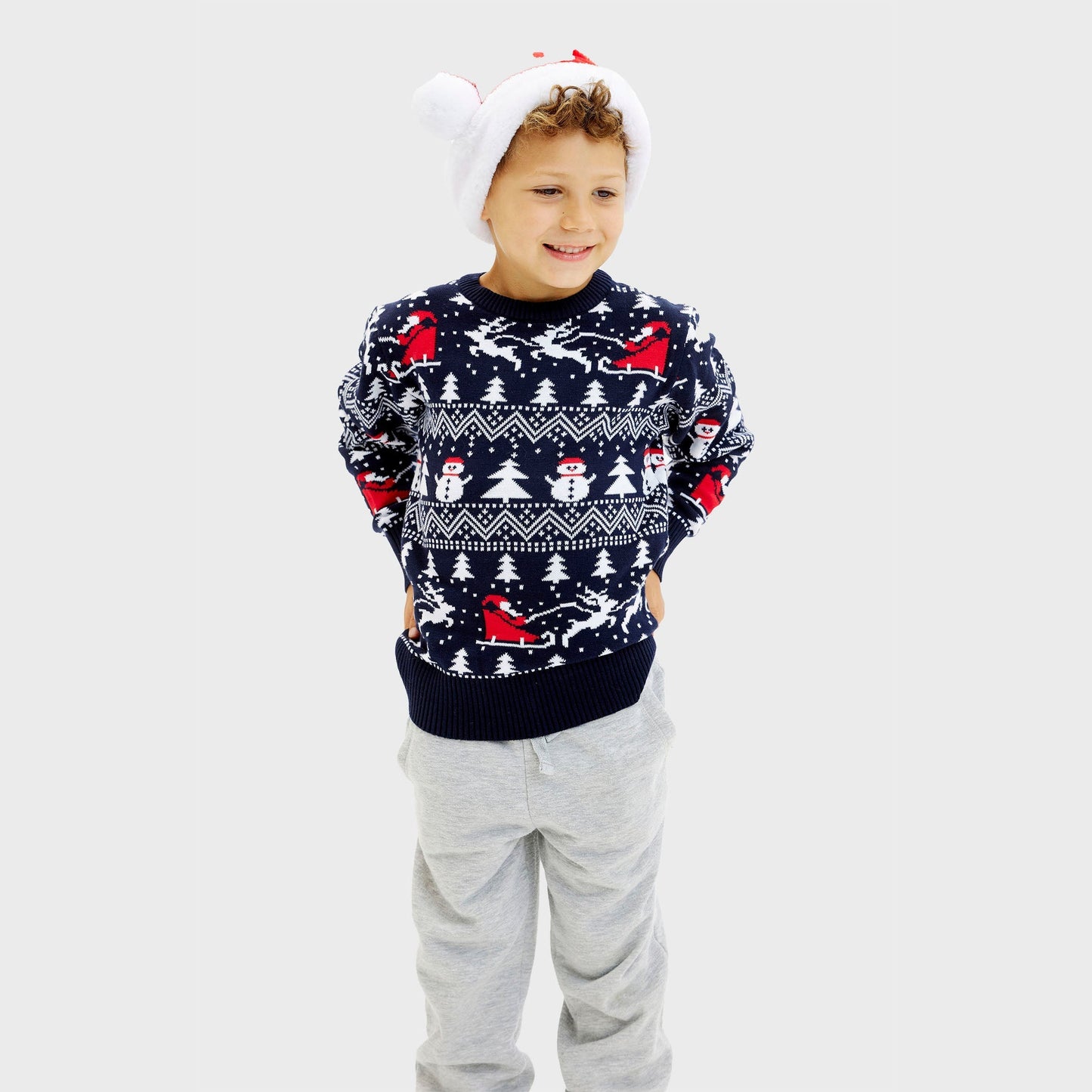 The Stylish Christmas Sweater Navy Kids