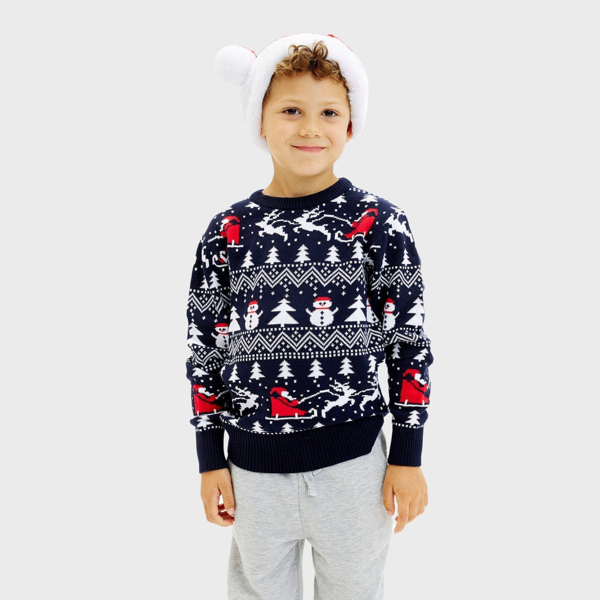 The Stylish Christmas Sweater Navy Kids