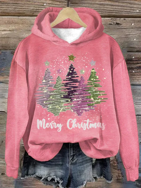 Hoodie Women's Loose Fit Christmas Tree Sweater Sweatshirt