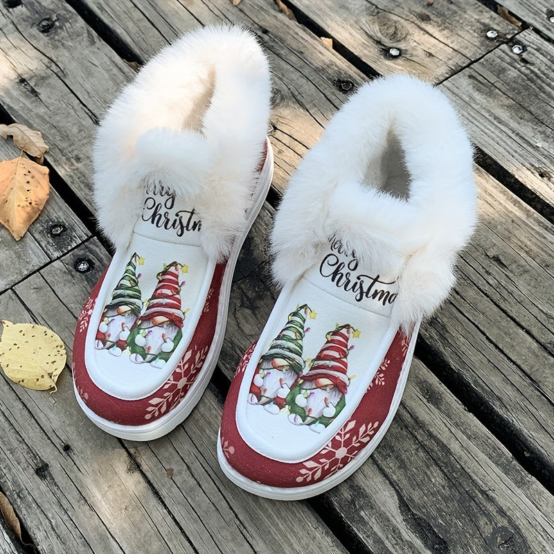 Christmas Shoes - Women's Slippers with Faux Fur Lining for Winter R&B