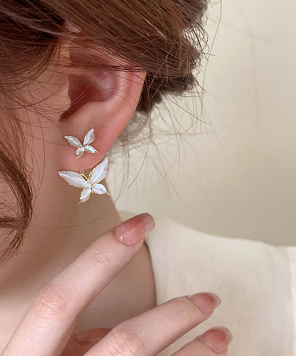 Loose White Copper Overgild Butterfly Stud Earrings Ly1791