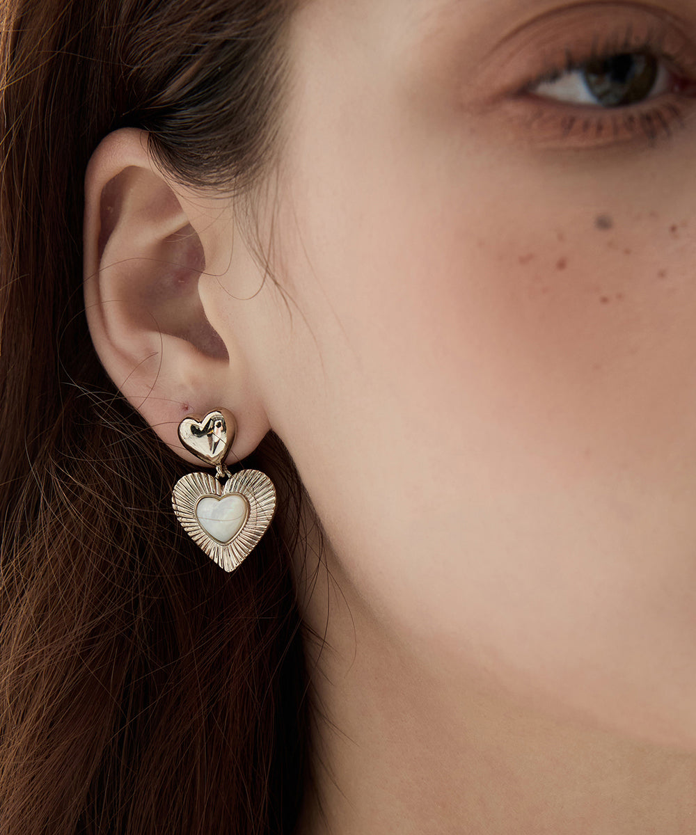Modern Gold Copper Overgild Shell Love Drop Earrings