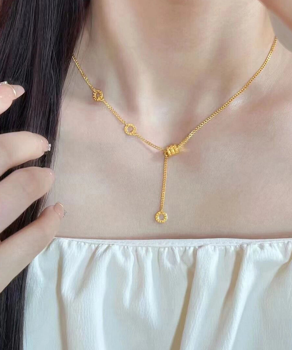 Modern Gold Stainless Steel Overgild Tasselpendant Necklace