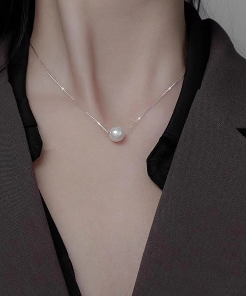 Modern Gold Sterling Silver Overgild Pearl Necklace Po069