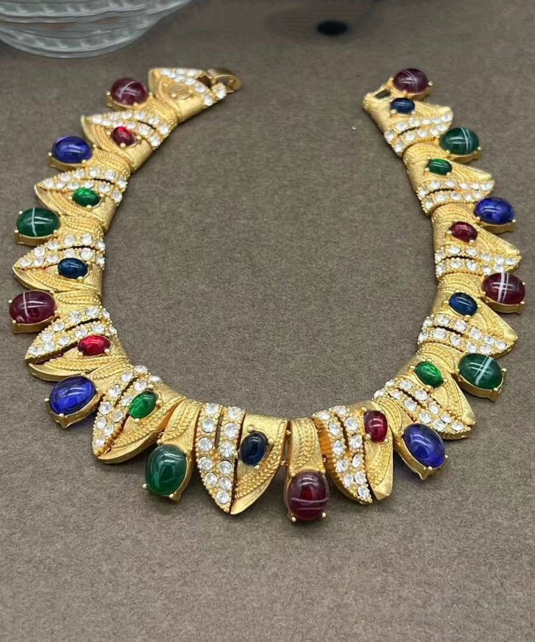 Modern Rainbow Ancient Gold Zircon Gem Stone Choker Gh1029