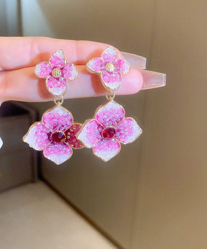 Modern Rose Gradient Color Alloy Zircon Drop Earrings