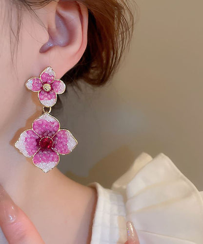 Modern Rose Gradient Color Alloy Zircon Drop Earrings