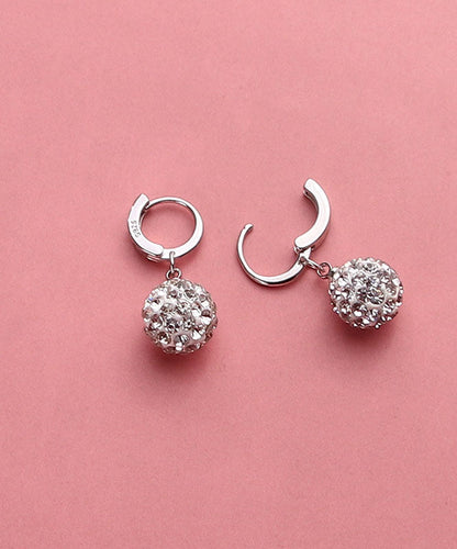 Modern Silk Silver Zircon Ball Drop Earrings Tw1035