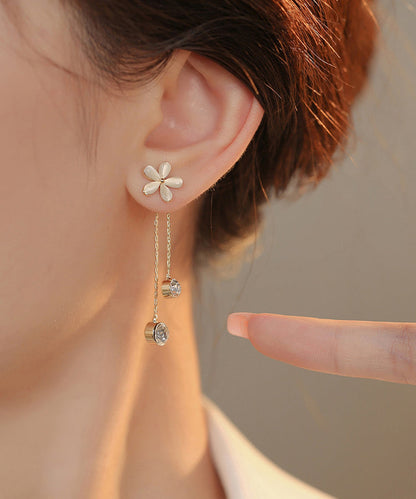 Modern White Alloy Opal Tassel Drop Earrings