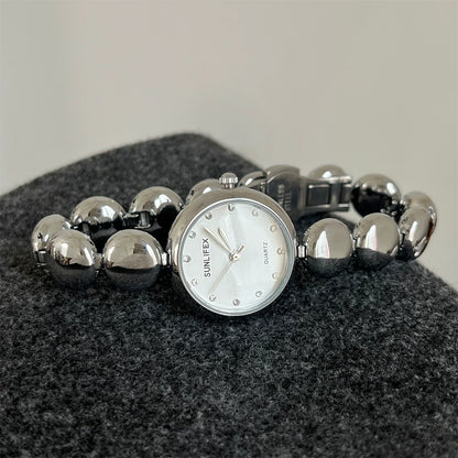 Small Dial Gold Bead Bracelet Watch