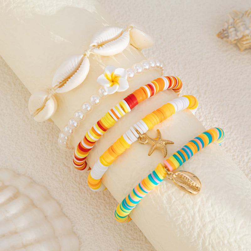 Colorful Shell & Bead Bracelet Set