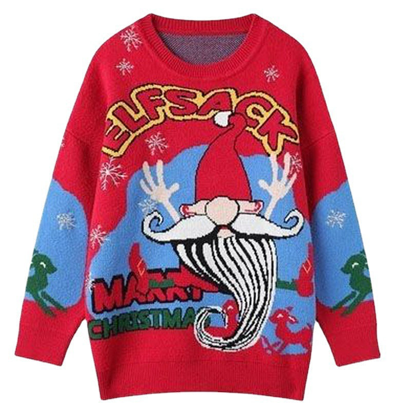 Women's Festive Sweater with Christmas Motif and Crew Neck