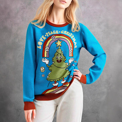Women's Fleece Sweater with Christmas Motif
