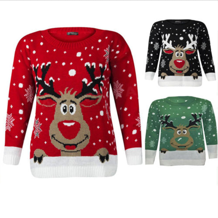 Women's Christmas Sweater with Cheerful Reindeer Design and Soft Material R&B