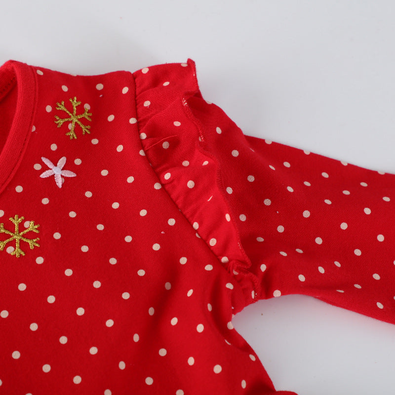 Girls' Casual Dress with Festive Reindeer Design