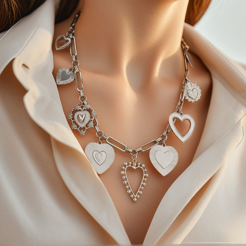 Kymora Striped Heart Necklace