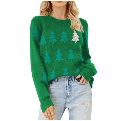 Women's Cozy Christmas Sweater with Festive Fir Tree Design R&B