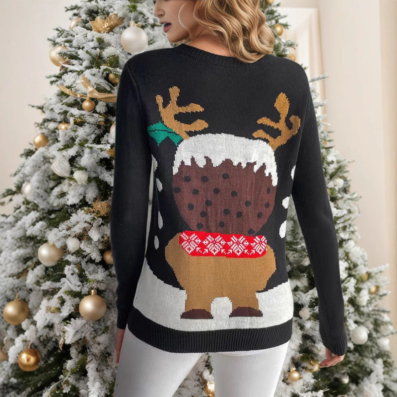Women's Christmas Sweater with Festive Reindeer Motif and High-Quality Knit