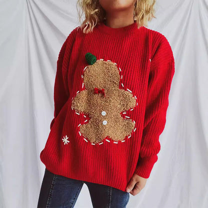 Women's Festive Sweater with Christmas Cookie Design R&B