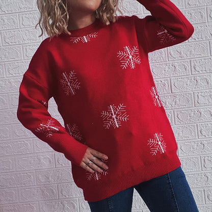 Women's Festive Sweater with Cheerful Bell Motif and Casual Cut R&B
