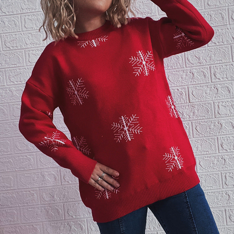 Women's Festive Sweater with Cheerful Bell Motif and Casual Cut R&B